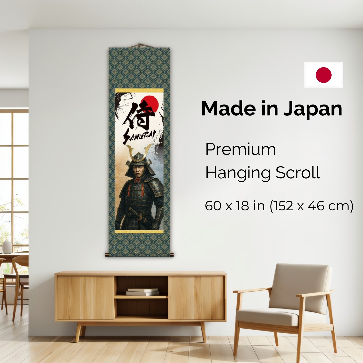 Japanese Samurai Kakemono Wall Scroll – Standing Samurai in Armor