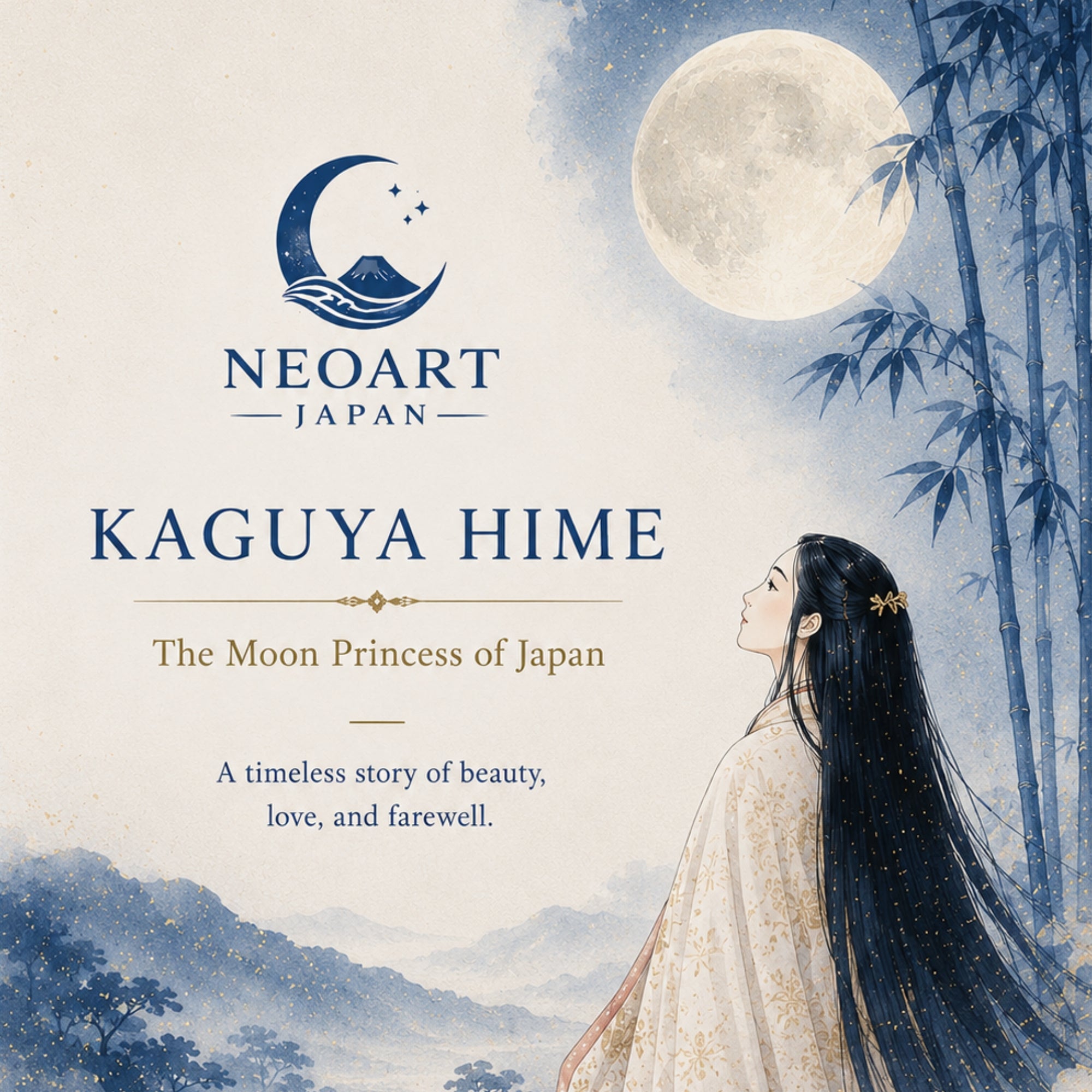 Japanese Princess Kaguya Kakemono Wall Scroll – Moon Princess Art